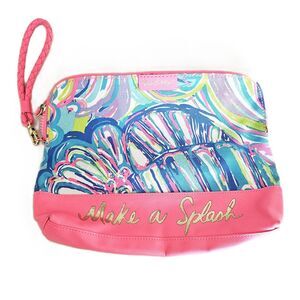 Lilly Pulitzer Bohemian Beach Pouch "Make a Splash" Pink Floral Makeup Bag